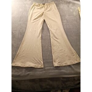 Chatoyant Sweatpants Womens Large Beige Flare Leg Jersey Pull On Stretch Casual